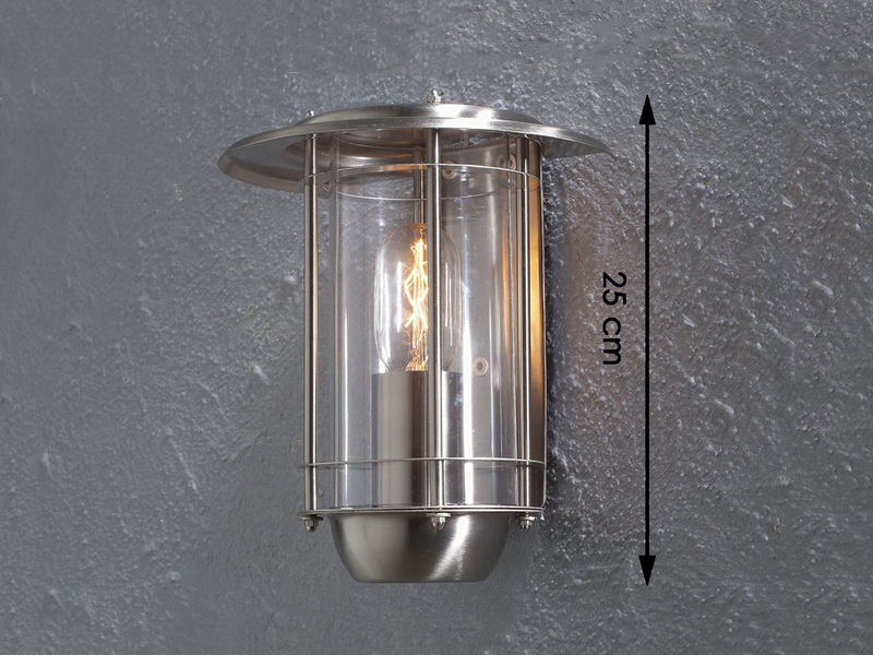 Moderne Außenwandleuchte TRENTO aus Edelstahl und Acrylglas, Höhe 25cm