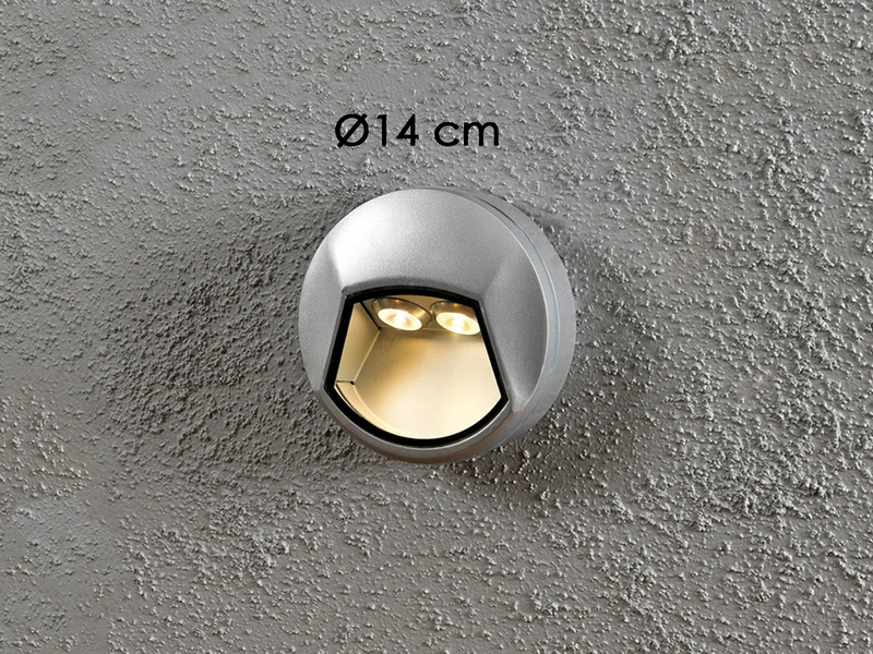 LED Außenwandleuchte / Wandaufbauleuchte CHIERI rund, Ø 14cm, Alu grau, IP44