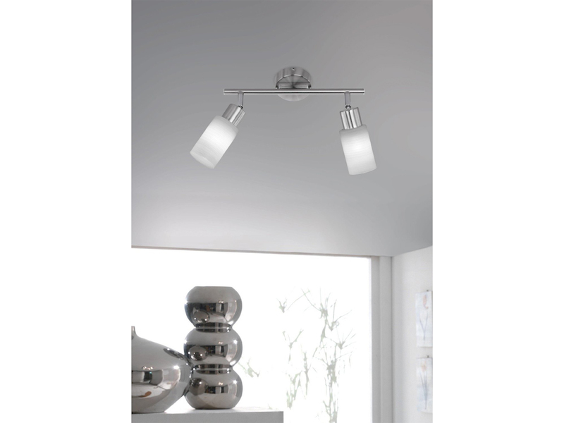 LED Deckenstrahler JONES 2-flammig, Glas Lampenschirme Weiß, B: 30cm