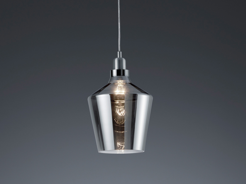 Pendelleuchte CALAIS 1-flammig klein mit Rauchglas Lampenschirm, Ø 20cm