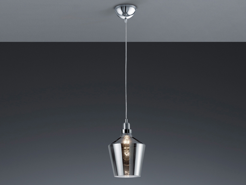 Pendelleuchte CALAIS 1-flammig klein mit Rauchglas Lampenschirm, Ø 20cm