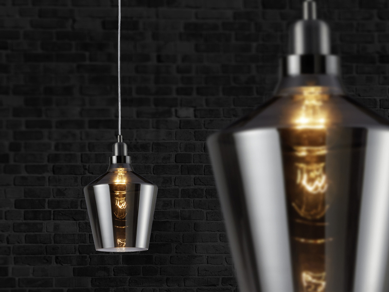 Pendelleuchte CALAIS 1-flammig klein mit Rauchglas Lampenschirm, Ø 20cm