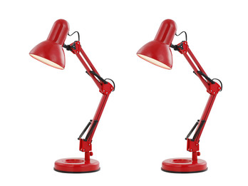 2er Set Schreibtischlampen FAMOUS, Metall rot, beweglich, E27 Fassung