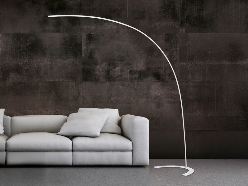LED Bogenlampe SHANGHAI modern, 200cm Ausladung, stufenlos dimmbar in Weiß