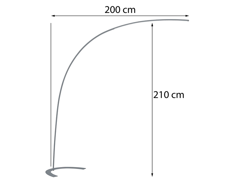 LED Bogenlampe SHANGHAI modern, 200cm Ausladung, stufenlos dimmbar in Schwarz