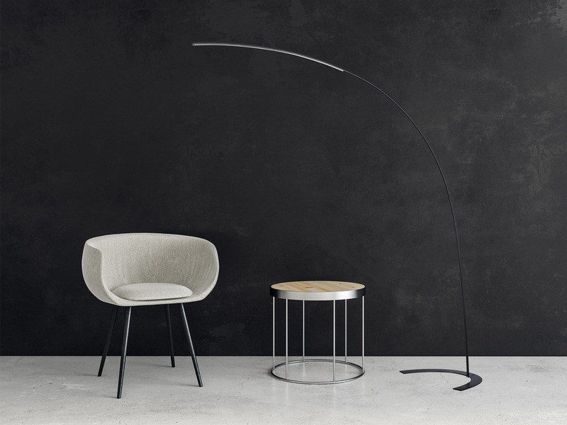 LED Bogenlampe SHANGHAI modern, 200cm Ausladung, dimmbar in Schwarz