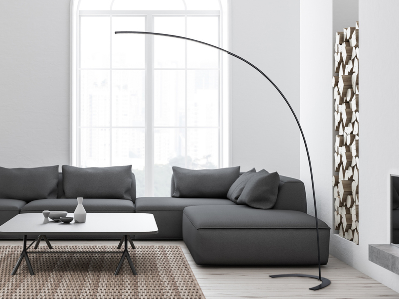 LED Bogenlampe SHANGHAI modern, 200cm Ausladung, stufenlos dimmbar in Schwarz