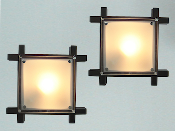 2er Set Deckenleuchte EDISON mit Holzrahmen und Glas, Quadrat 27cm