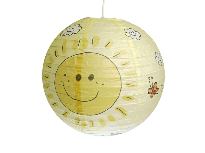 Kinder Papierlampe SONNEN Motiv Lampenschirm Ø40cm Pendelleuchte mit Aufhängung