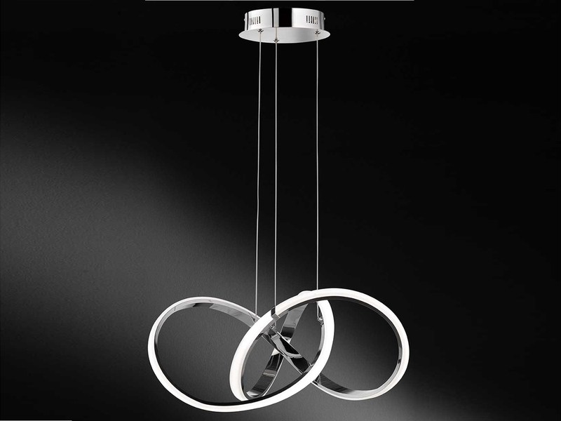LED Pendelleuchte INDIGO in Silber Chrom geschwungen, Ø 55cm