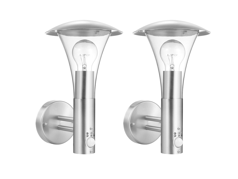 2er Set Edelstahl Außenwandleuchten mit Bewegungsmelder & LEDs