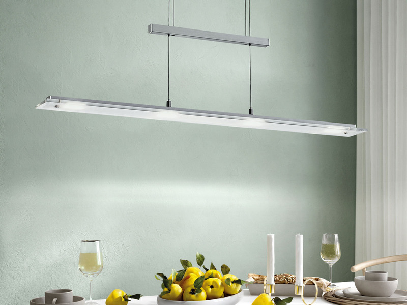 LED Pendelleuchte TENSO Silber dimmbar & höhenverstellbar bis 150cm, Breite 88cm