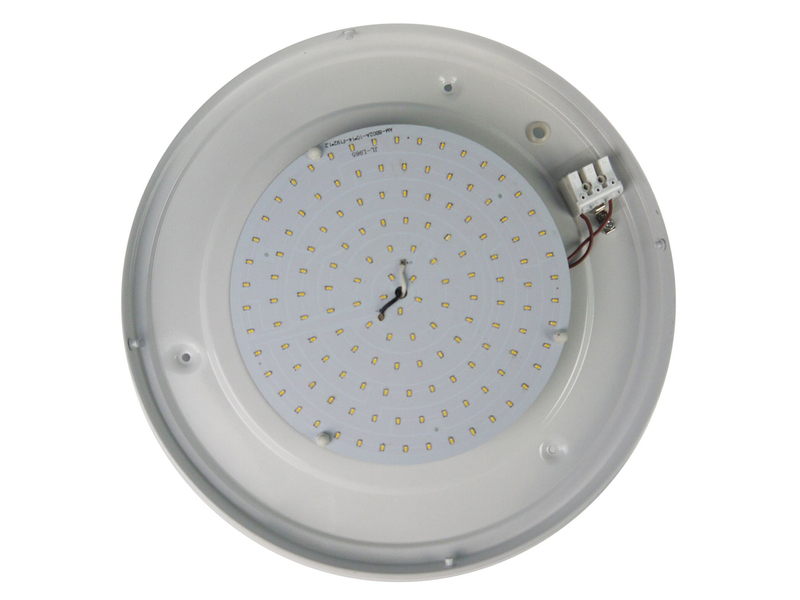 LED-Deckenleuchte rund, Opalglas matt, Dekorring Chrom, Ø 35cm