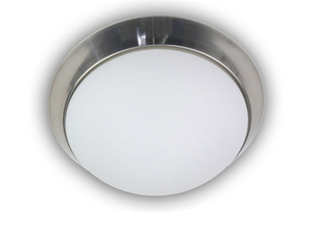 LED-Deckenleuchte rund, Opalglas matt, Dekorring Nickel matt, Ø 30cm