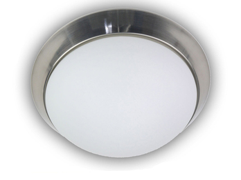 LED-Deckenleuchte rund, Opalglas matt, Dekorring Nickel matt, Ø 40cm