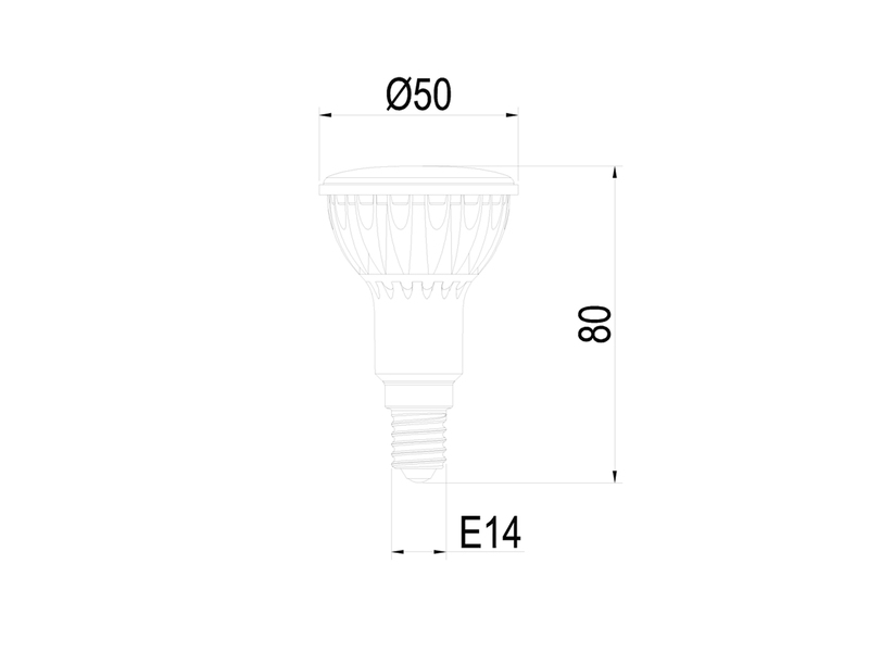 E14 LED - 5 Watt, 400 Lumen, 3000 Kelvin warmweiß, Ø5cm - nicht dimmbar