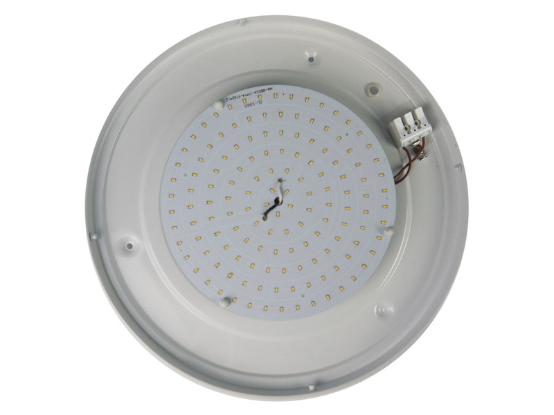 LED-Deckenleuchte rund, Schliffglas satiniert, Dekorring Nickel matt, Ø 30cm