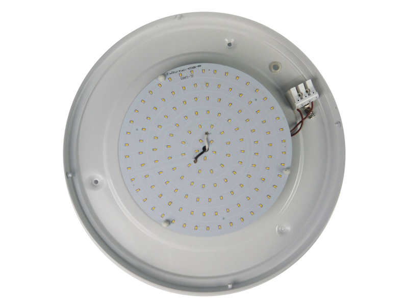 LED-Deckenleuchte rund, Schliffglas satiniert, Dekorring Messing poliert, Ø 40cm