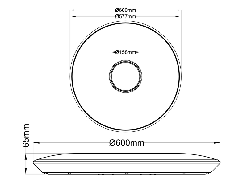 Große LED Deckenleuchte TOKYO flach mit Fernbedienung dimmbar, Ø60cm