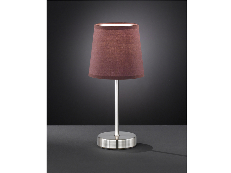 Tischleuchte CESENA Silber mit Stoffschirm in Hellbraun, Höhe 32cm