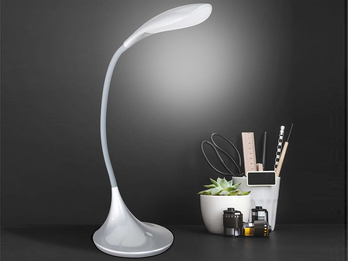 Flexible LED Schreibtischleuchte mit 3-Stufen Dimmer, Design silber, YON