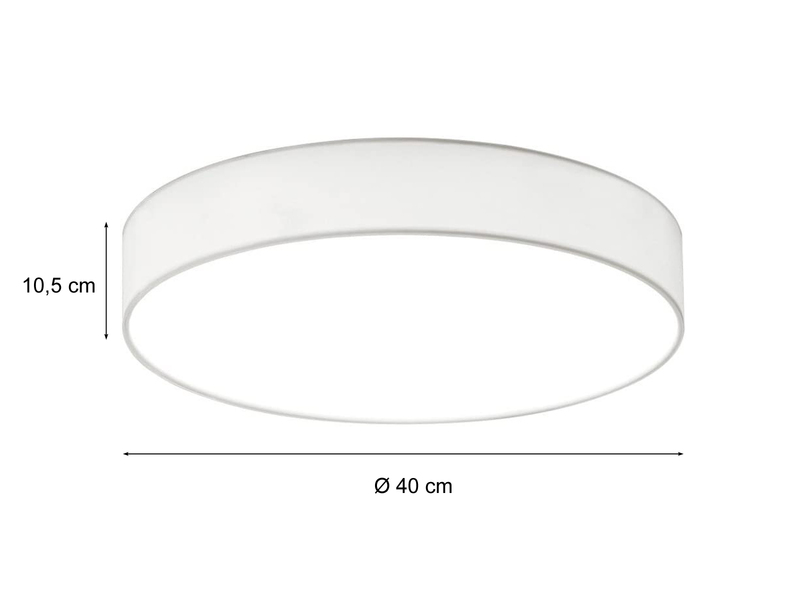 LED Deckenleuchte LUGANO Ø 40cm, Stoffschirm weiß, integrierter Switch Dimmer