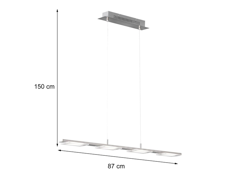 LED Pendelleuchte VERSO modern 4-flammig Silber matt, Breite 87cm