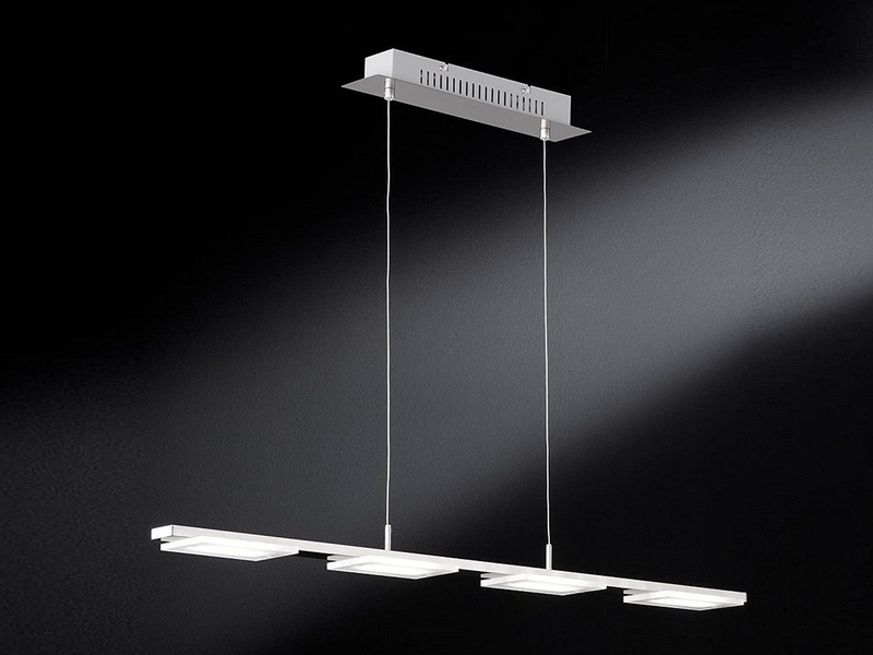 LED Pendelleuchte VERSO modern 4-flammig Silber matt, Breite 87cm