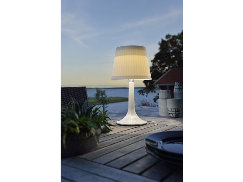 LED Solar Outdoor Tischleuchte ASSISI aus Kunststoff Weiß, Höhe 36cm
