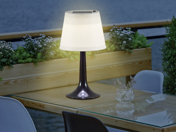 LED Solar Outdoor Tischleuchte ASSISI aus Kunststoff Schwarz, Höhe 36cm