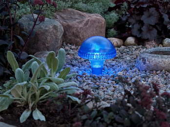 LED Solarleuchte ASSISI, Blau mit Erdspieß Höhe 27,5 cm