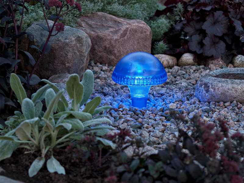 3er-Set LED Solarleuchte / Gartenleuchte ASSISI, IP44, blau, Höhe 27,5 cm