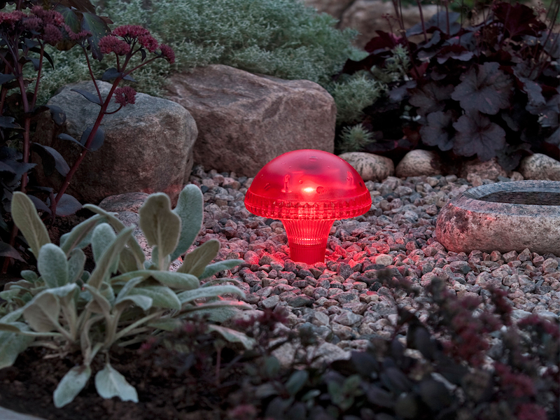 3er-Set LED Solarleuchte / Gartenleuchte ASSISI, IP44, rot, Höhe 27,5 cm