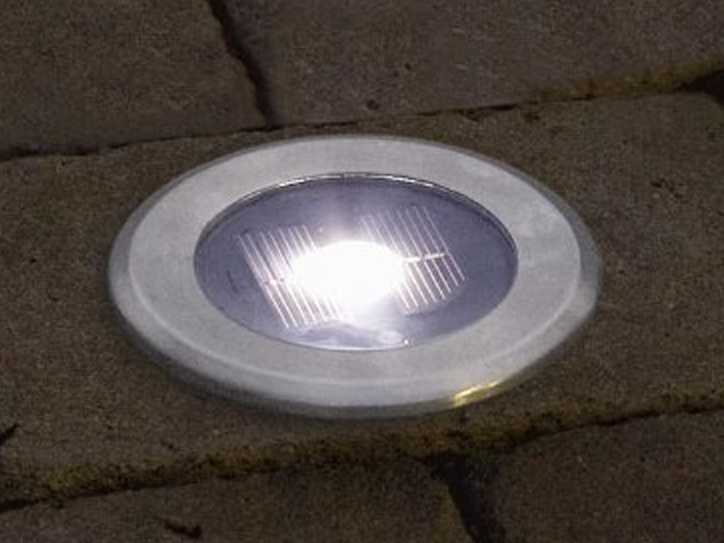 2er-Set Solar LED-Bodenspot, Edelstahl, Ø 11cm, je Spot bis 100kg belastbar