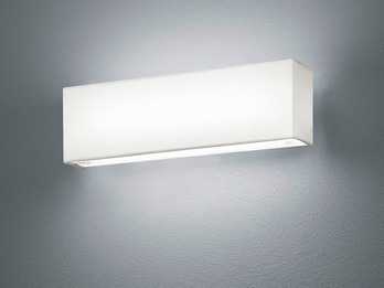 LED Wandleuchte LUGANO Stoff weiß mit Schalter, Länge 25 cm, Up- / Downlight