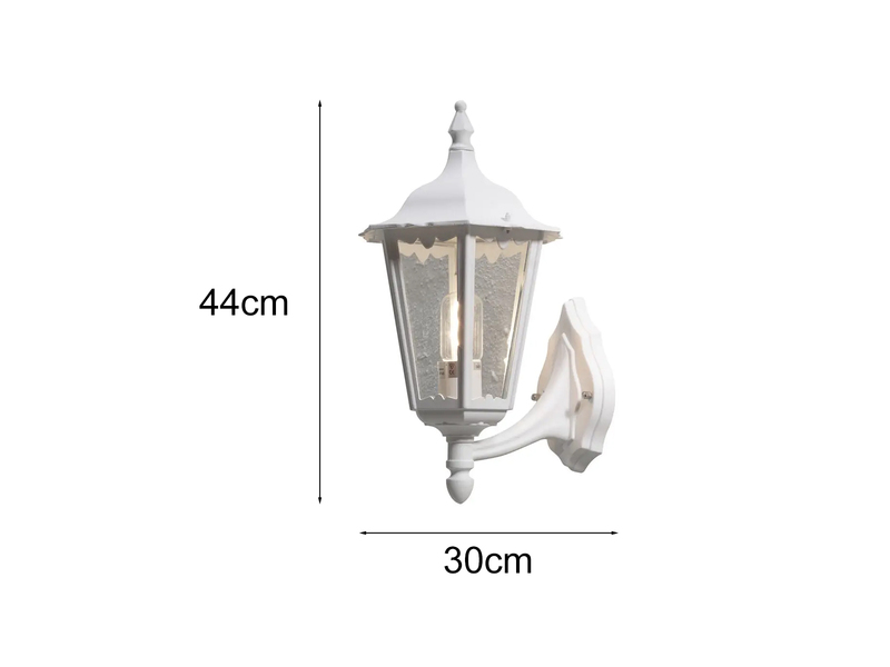 Große Außenwandleuchte Laterne stehend aus Aluminium Weiß, Höhe 44cm