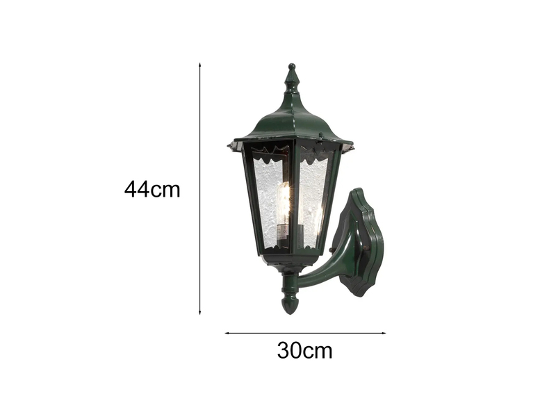 Große Außenwandleuchte Laterne stehend aus Aluminium Grün, Höhe 44cm