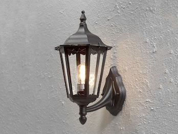 Große Außenwandleuchte Laterne stehend aus Aluminium Schwarz, Höhe 44cm