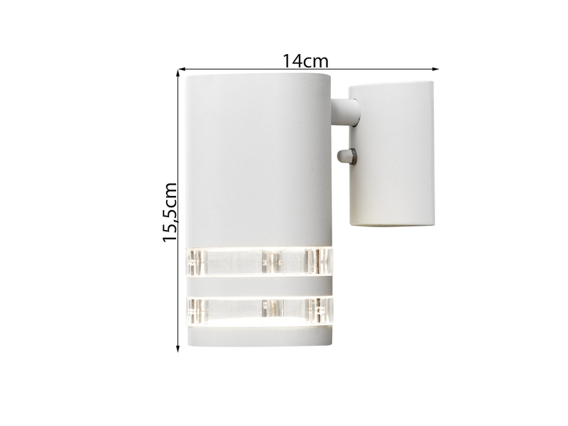 2er-Set Wandleuchten MODENA Aluminium weiß, Downlight, GU10, Höhe 15,5 cm, IP44
