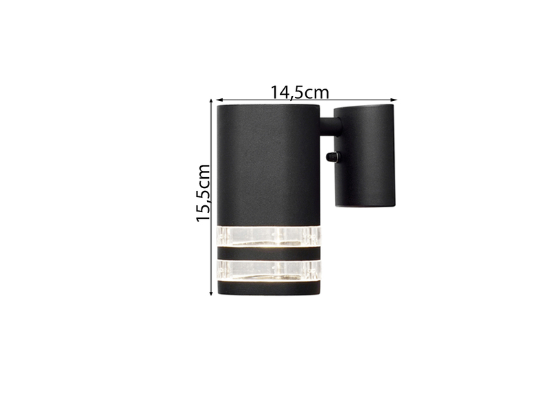 2er-Set Wandleuchten MODENA Aluminium schwarz Downlight GU10, Höhe 15,5 cm, IP44