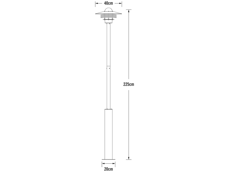 Große Wegeleuchte MODENA moderne Mastleuchte aus Stahl, Höhe 225cm