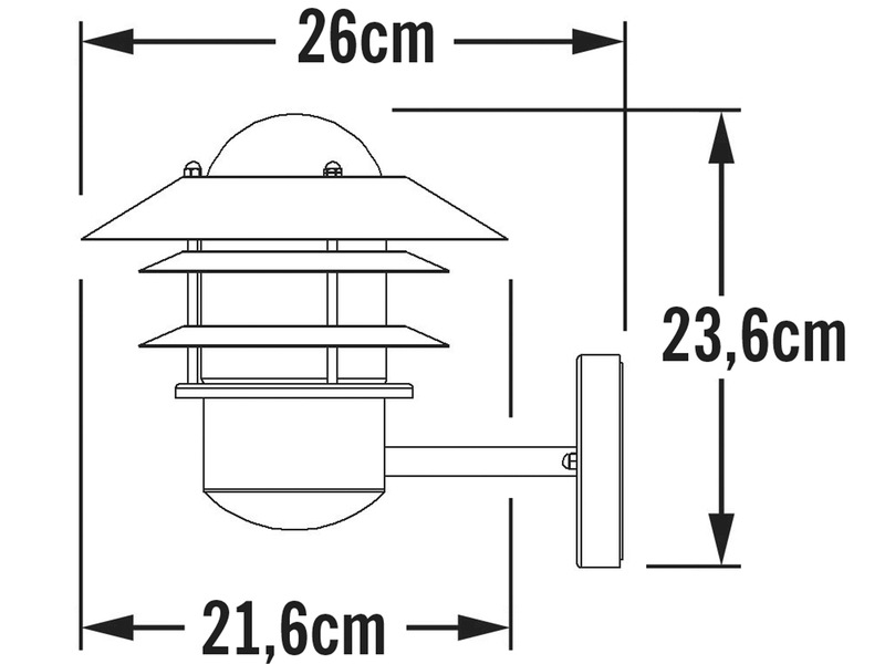 2er-Set Wandleuchten MODENA galvanisierter Stahl, E27, Höhe 24 cm, IP44