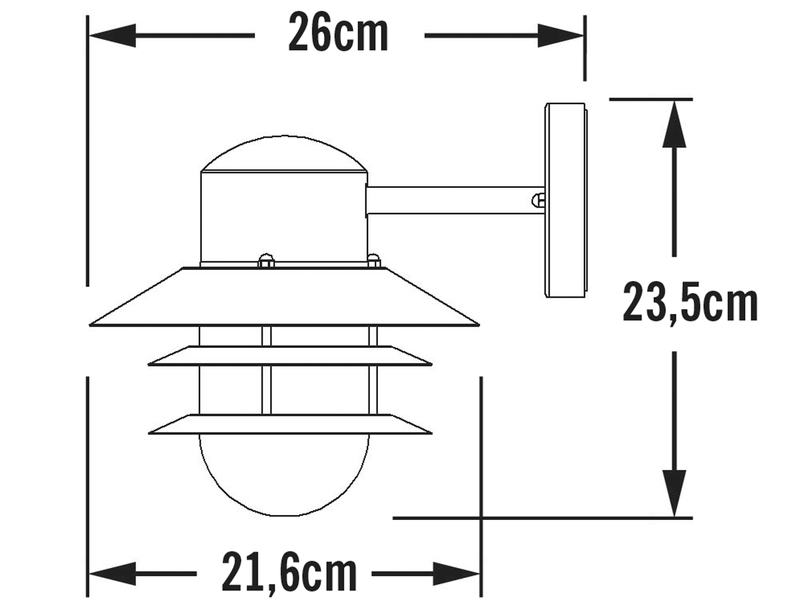 2er-Set Wandleuchten MODENA galvanisierter Stahl, E27-Sockel, Höhe 24 cm, IP44