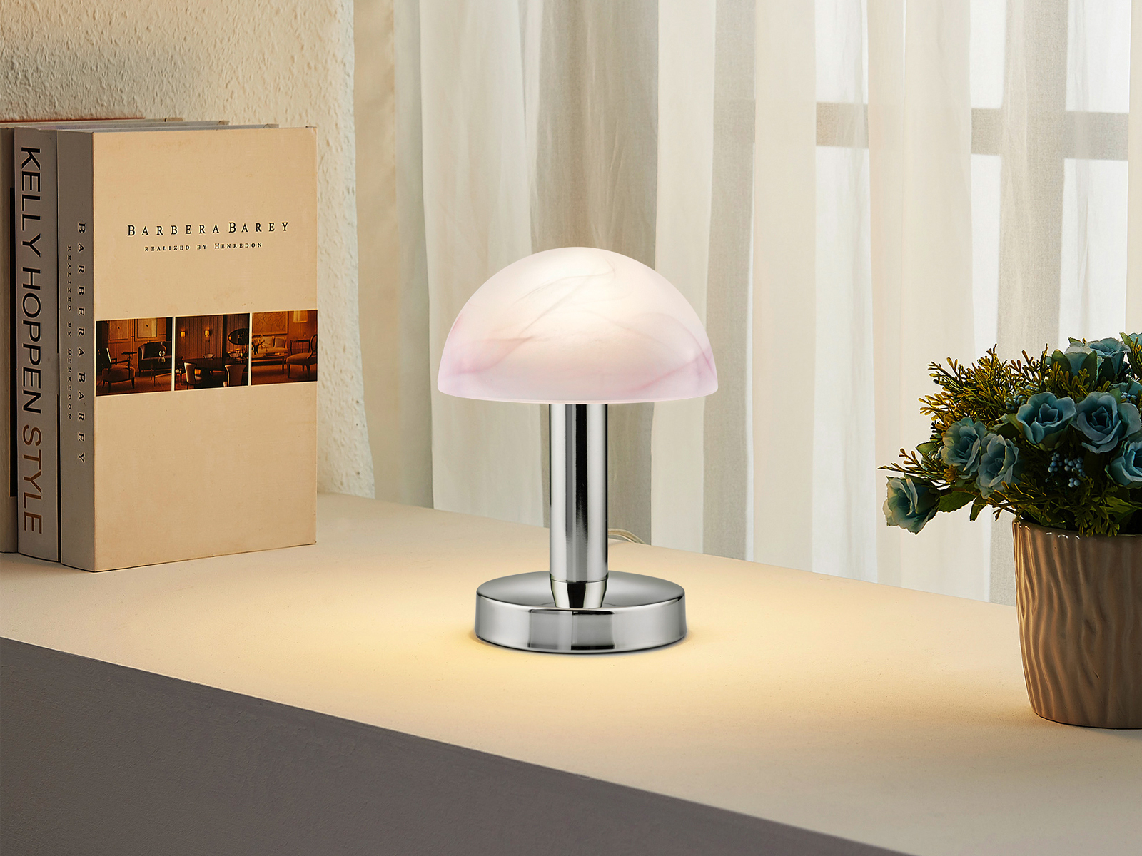 Touch Nachttischlampen mit Glasschirm - dimmbare LED Leuchten fürs Schlafzimmer - Bild 9 von 13