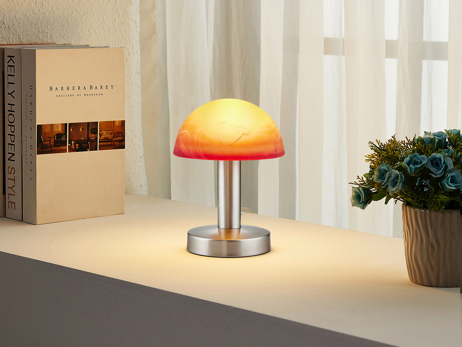 Touch Nachttischlampen mit Glasschirm - dimmbare LED Leuchten fürs Schlafzimmer - Bild 12 von 13