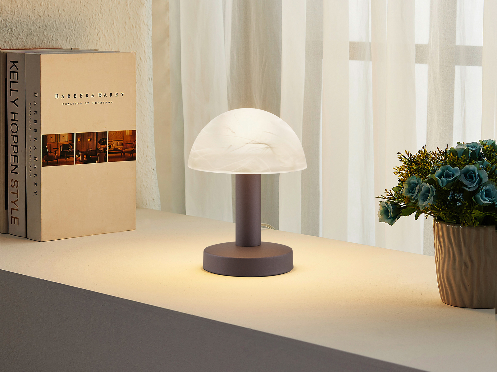 Touch Nachttischlampen mit Glasschirm - dimmbare LED Leuchten fürs Schlafzimmer - Bild 11 von 13