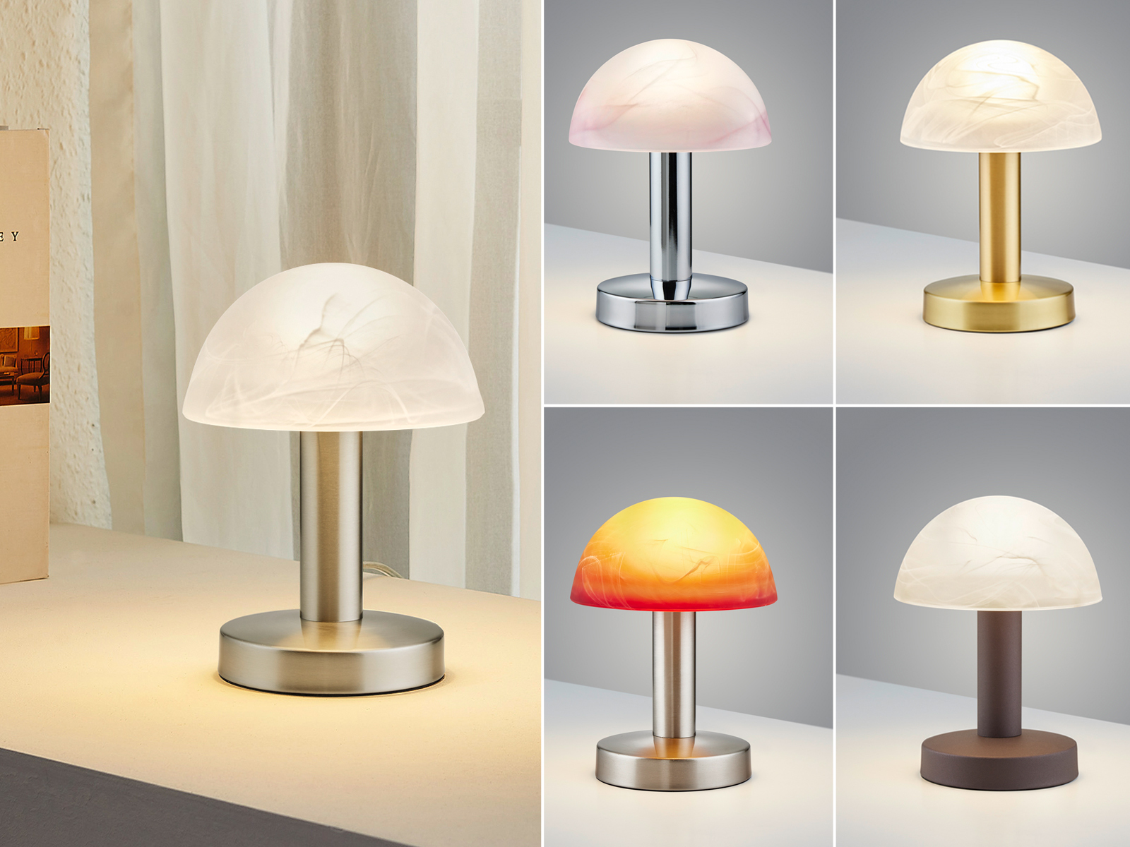Touch Nachttischlampen mit Glasschirm