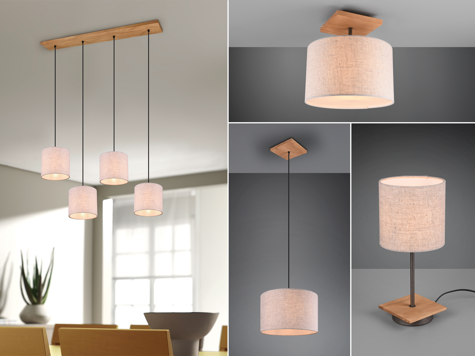 Skandinavische Esszimmerleuchten hängend über Stofflampen eBay für | mit Holz Esstisch