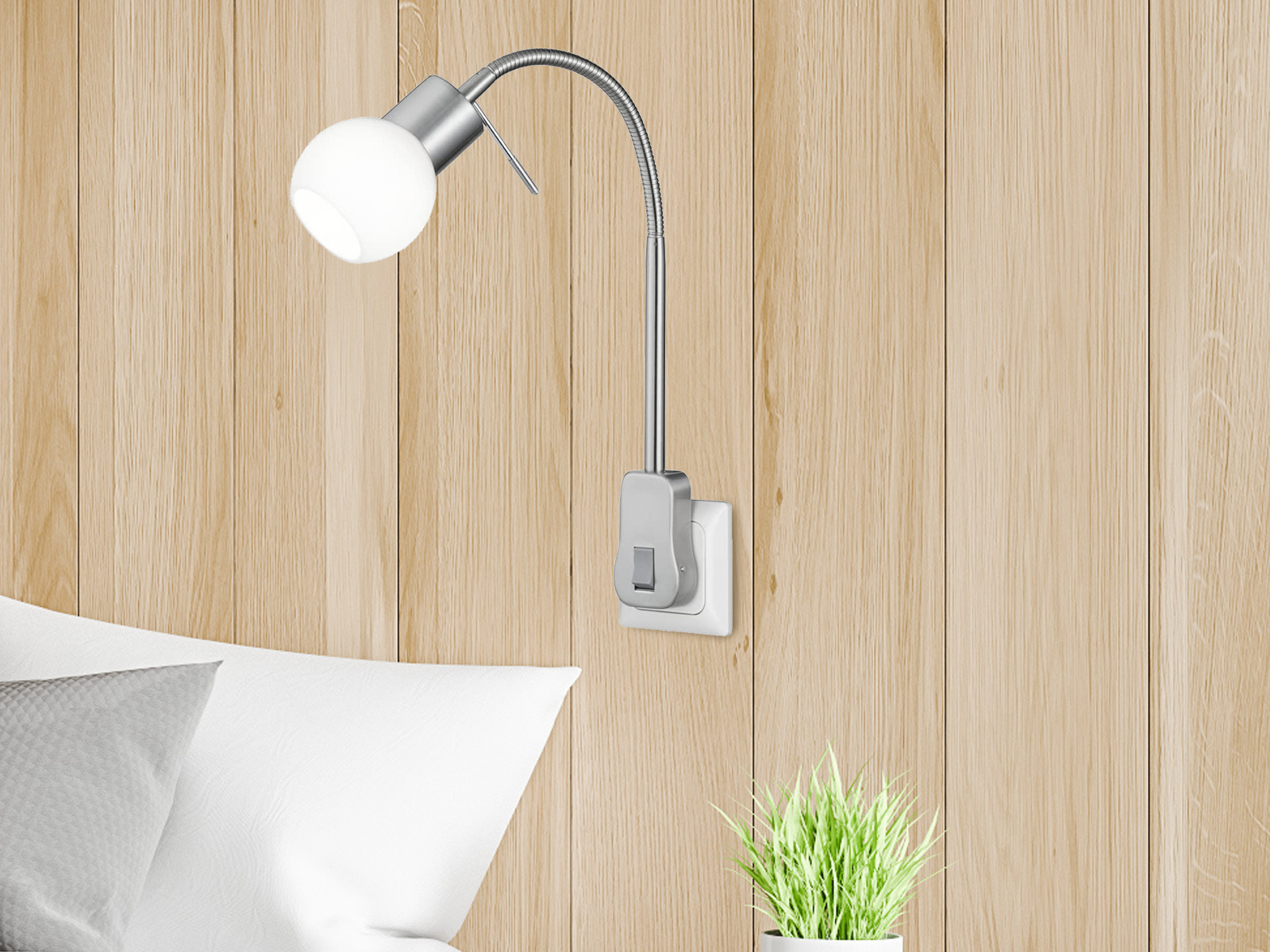 LED Wandleuchten Leselampen Bett mit Stecker für Steckdose & Schalter ohne Kabel