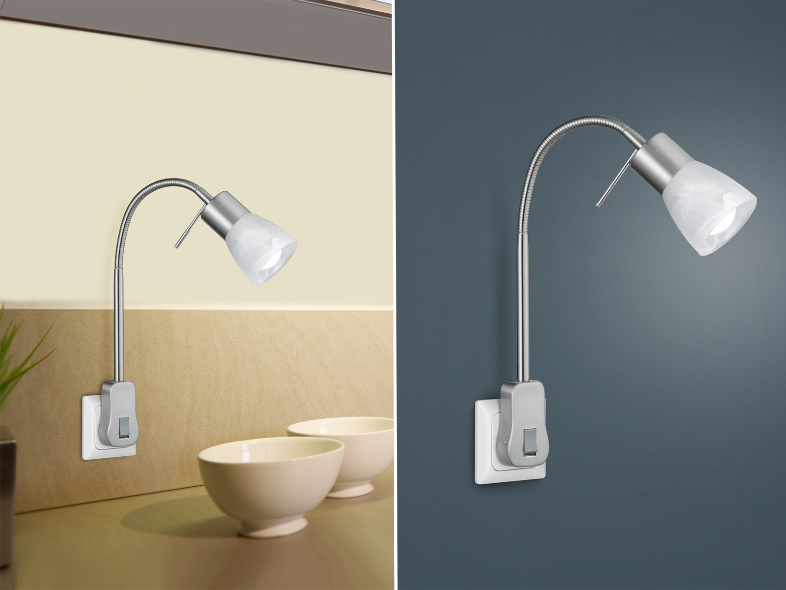 LED Wandleuchten Leselampen Bett mit Stecker für Steckdose & Schalter ohne Kabel